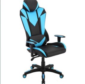 Commando Ergonomic High-Back Gaming Chair with Adjustable Gas Lift Seating & Lumbar Support&#44; Black & Electric Blue